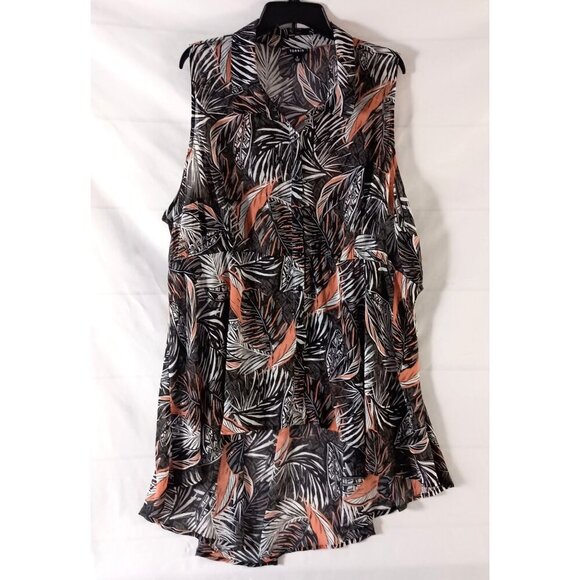 torrid Tops - Torrid Floral Chiffon Babydoll Tunic 4 26 4X High Low Button Front